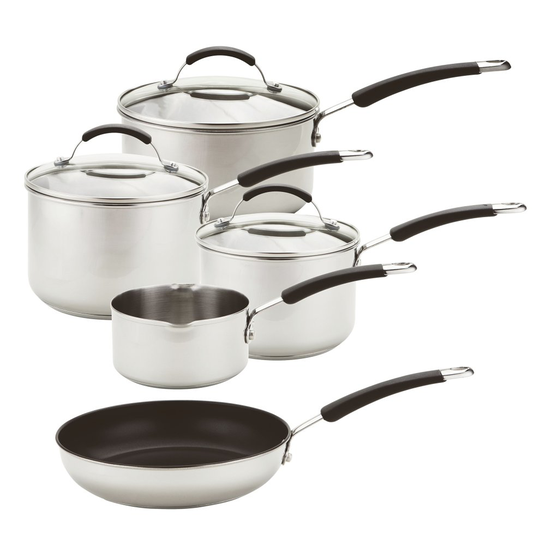 Meyer Stainless Steel Induction Compatible Cookware Set, Silver, 5-Piece