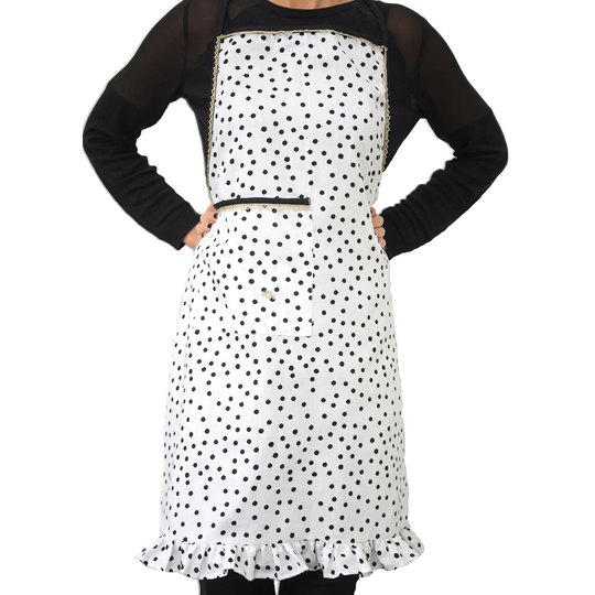 Nora Dots Kitchen Apron Black-White Dots 80X85 Cm