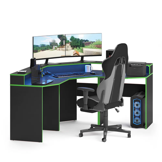 Acevevo 224cm W Corner Writing Desk with Hutch and Cabinet