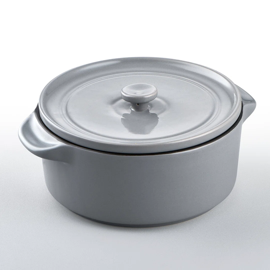 Belfry Kitchen Series, 1080Ml Black & Grey Round Stoneware Casserole With Lid