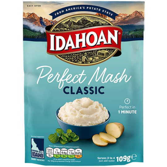 Idahoan Potato Mash, Gluten Free Vegetarian Cooks in 1 Minute Pantry Food Classic Bulk Pack of 12