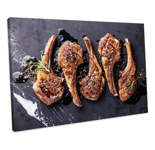 Grilled Lamb Salt and Pepper - Wrapped Canvas Photograph