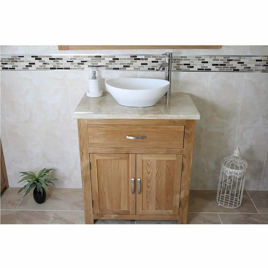 Deltoro Solid Oak 750mm Free-Standing Vanity Unit