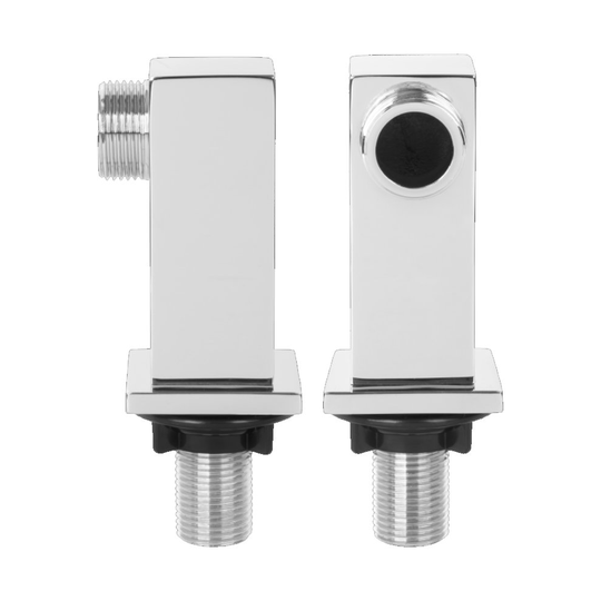 2x Deck Mount Bath Tap Square Shaped Chrome Plated Brass Pillar Faucet Set