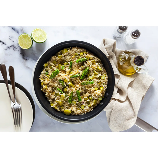 Risotto with Asparagus in a Frying Pan - Wrapped Canvas Photograph