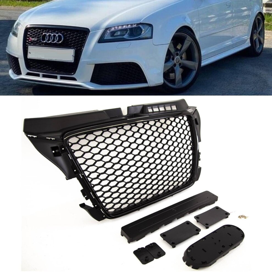 Audi A3 S3 2008-2012 Main Grille Gloss Black W/O Pdc With Emblem Holder RS Look