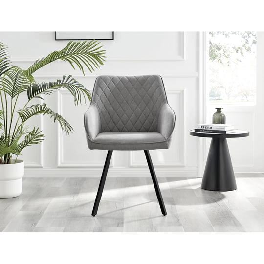 Anders Dark Walnut Solid Wood Dining Table & 4 Light Grey Falun Black Leg Chairs