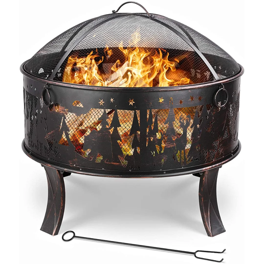 Academy 65Cm H x 69Cm W Iron Wood Burning Outdoor Fire Pit