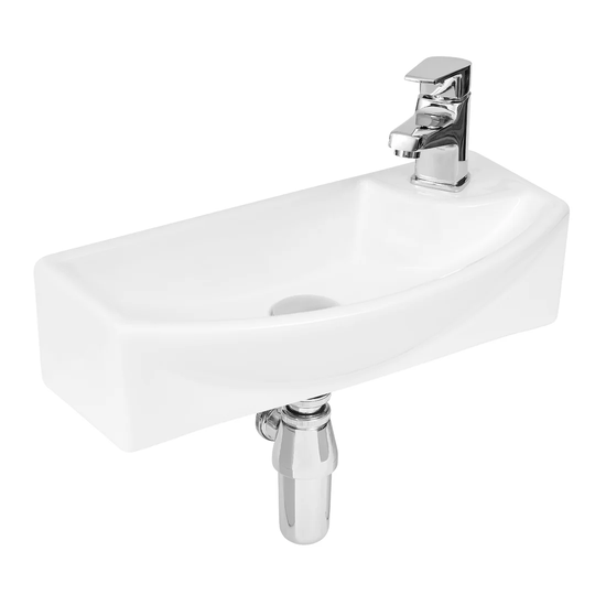White Vitreous China Rectangular Wall Hung Basin