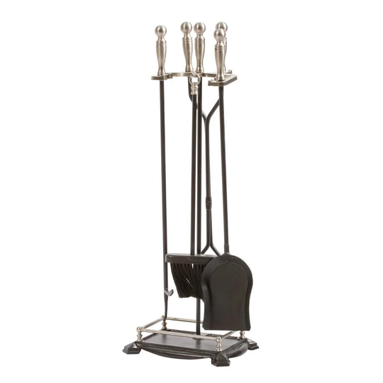5 Piece Nickel Fireplace Tool Set