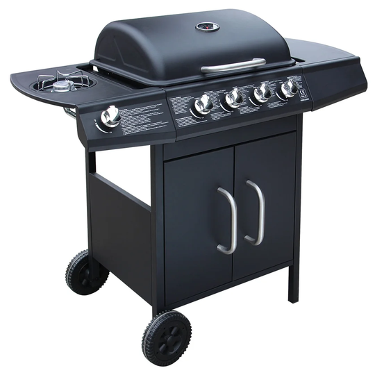 Croy 4-Burner Liquid Propane Barbecue Gas BBQ with Side Burner