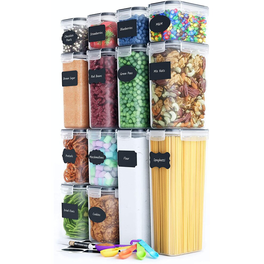 Chef's Path Airtight Food Storage Container Set - 14 PC - BPA-Free - Labels, Marker & Spoon Set