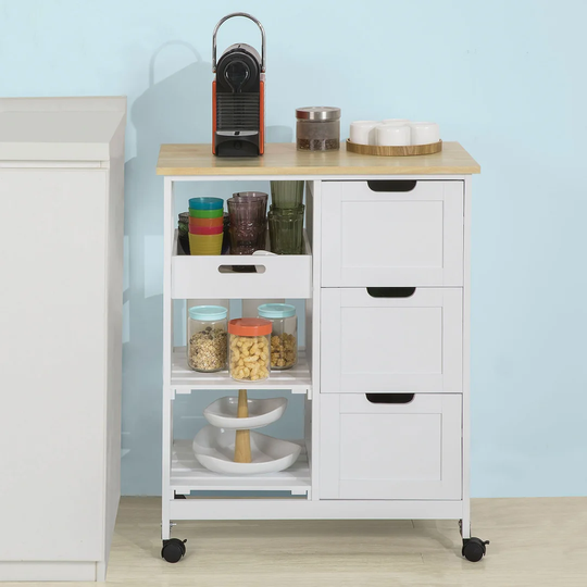 Ryland 68 Cm Kitchen Trolley with Locking Wheels