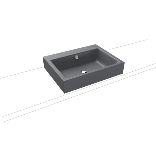 Puro Cool Grey Steel Enamel Rectangular Countertop Bathroom Sink with Overflow