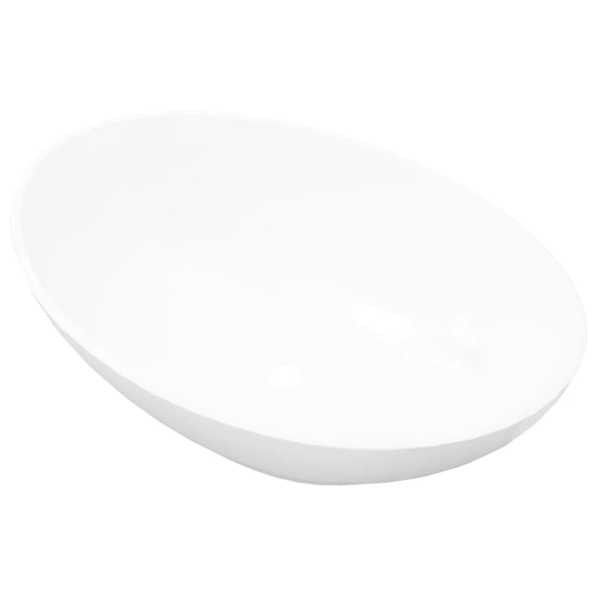 Branae White Ceramic Oval Bathroom Sink with Overflow