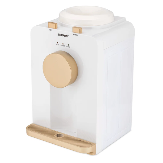 Countertop Top Loading Electric Water Cooler with Hot, Cold, and Room Temperature Options in White