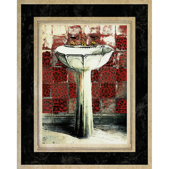 Red Cheetah Sink - Wrapped Canvas Painting Print