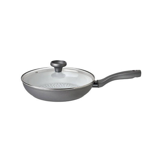 Earthpan 100% Recycled Induction Dishwasher Safe Frying Pan With Toughened Glass Lid -28cm