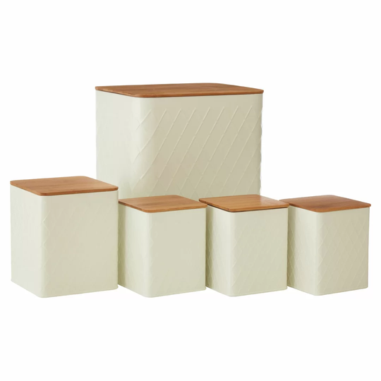 5 Piece Kitchen Canister Set with Bamboo Lid