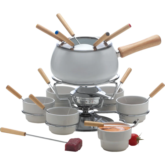 Convivio 22 Piece Iron and Ceramic Fondue Set