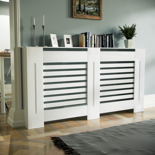 1520mm Traditional MDF Wood Radiator Cover Grill Cabinet Matte White