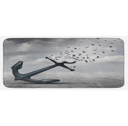 Espen Birds Flying Seagulls Grey Kitchen Mat