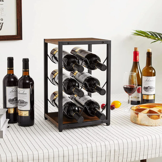 Wurley 6 Bottle Tabletop Wine Bottle Rack in Brown/Black
