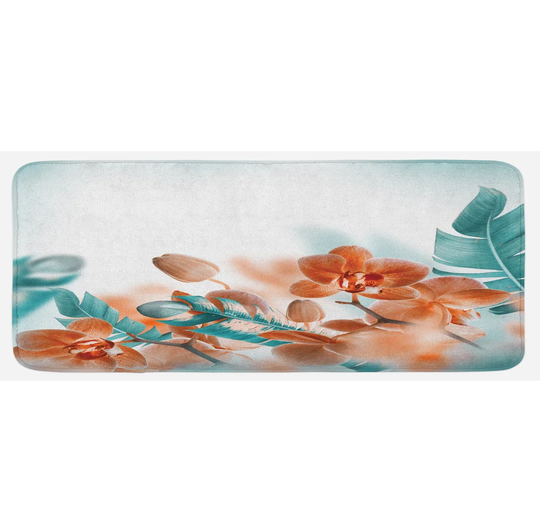 Jule Tropical Orchids Blossoms Floral Kitchen Mat