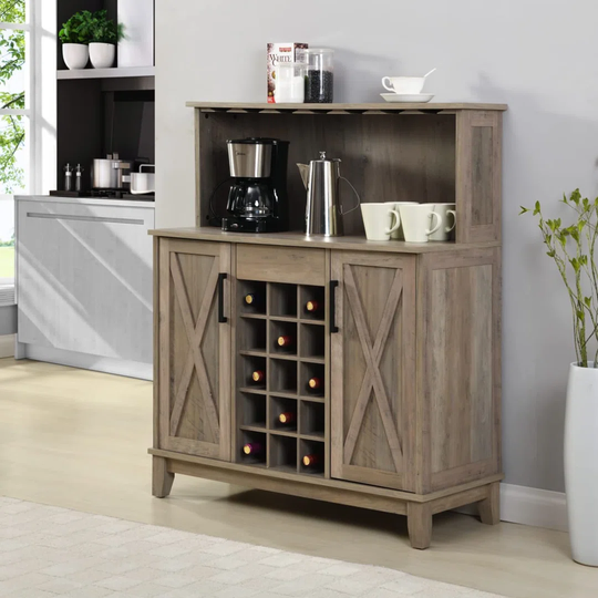 Bealle 15 Bottle Floor Wine Bottle & Glass Rack