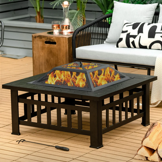 Tonsina 50Cm H x 81Cm W Steel Wood Burning Outdoor Fire Pit Table