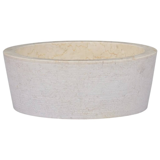 vidaXL Sink Cream Ø40x15 cm Marble Natural Stone Basin Washroom Bathroom Home