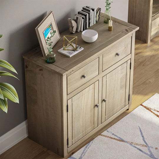 Itsines 93Cm Wide 2 Drawer Pine Solid Wood Sideboard