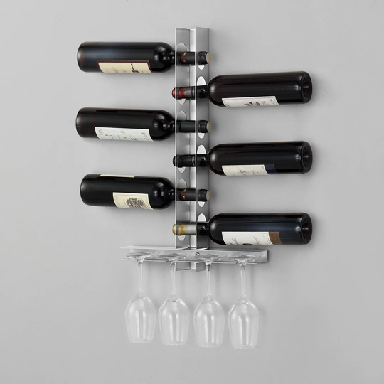 Modernes Weinregal Edelstahl Für 6 Fl.Mit Glashalter