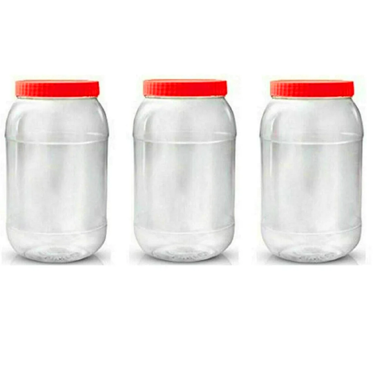 Symple Stuff 3 X 4000Ml BPA FREE Clear Plastic Storage Pet Jars Containers Canisters Pots Screw Top