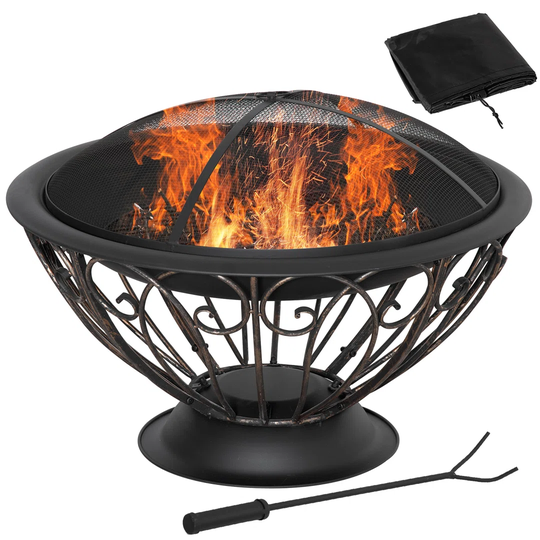 Corissa 50Cm H x 76Cm W Steel Wood Burning Outdoor Fire Pit