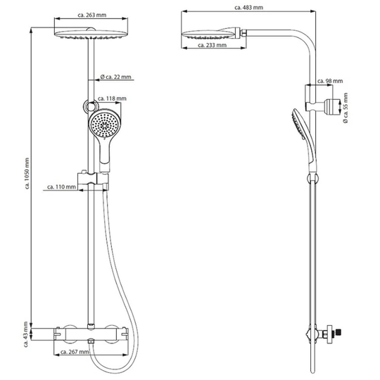 Schütte Overhead Shower Set with Thermostatic Mixer La Palma