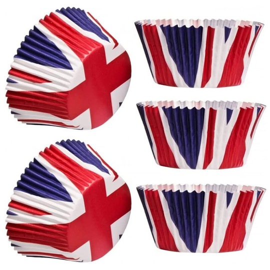 (100) 50-200Pcs Union Jack Paper Cupcake Cases Baking Cups Muffin Cake Great Britain Queen Platinum Jubilee Table Food Decorations