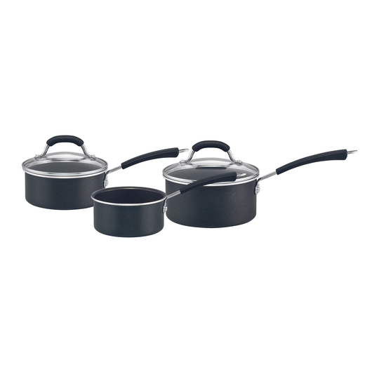 Prestige Super Tough Easy Clean 3 piece Aluminium NonStick Induction sauce pan set with glass lids