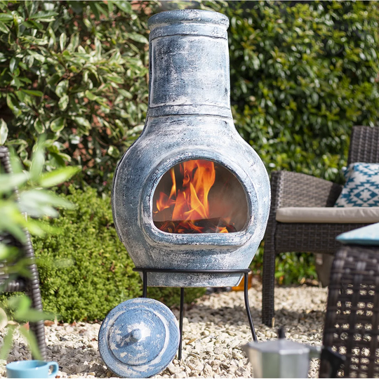Breanna Clay Wood Burning Chiminea