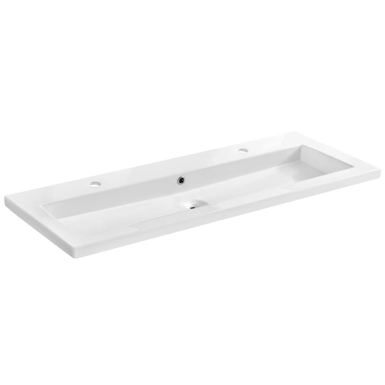 White Ceramic Rectangular Bathroom Sink with Faucet and Overflow