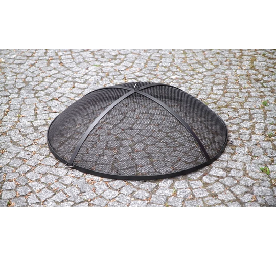 Round Fire Screen For Black Steel Brazier Diameter 70 Cm
