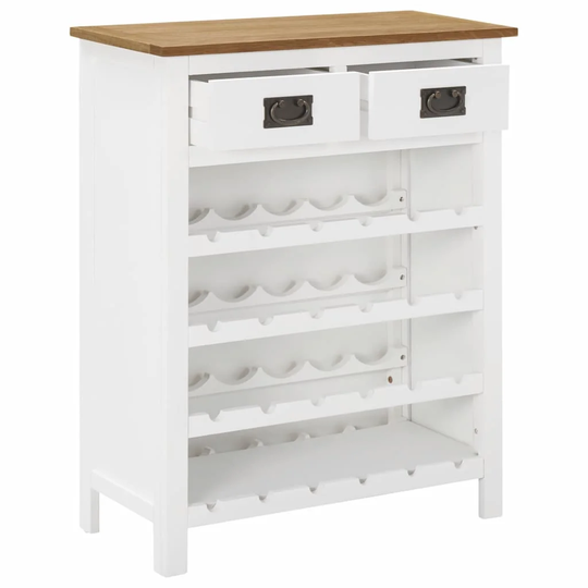 Braymer Floor Wine Bottle Rack in White/Brown