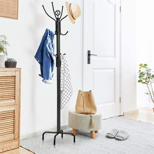 Ariade 12 - Hook Freestanding Coat Stand in Black