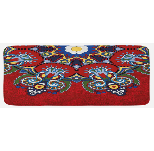 Isabell Mandala Ukranian Lace Like Flowers Kitchen Mat