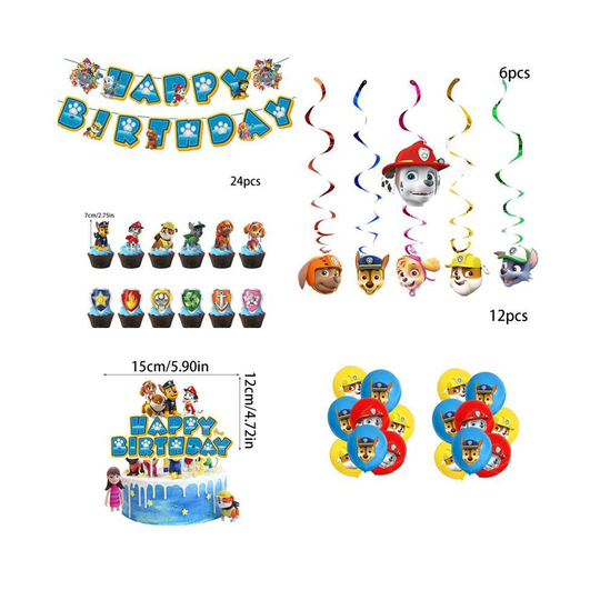 (43Pcs Set) Paw Patrol Party Supplies Kid's Birthday Decoration set