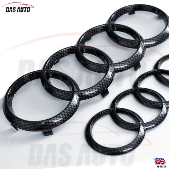 (Carbon Fibre Effect) Carbon Fibre Front Grill & Rear Rings Badge Emblem For Audi S4 S3 A5 A4 A3 A1 Quattro