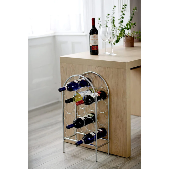14 Bottle Circlet Floor Standing Metal Wine Rack - Chrome Finish