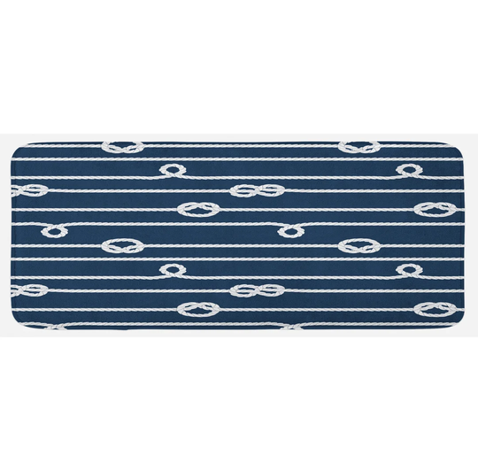 Taryn Navy Blue Sailor Knots Marine Kitchen Mat