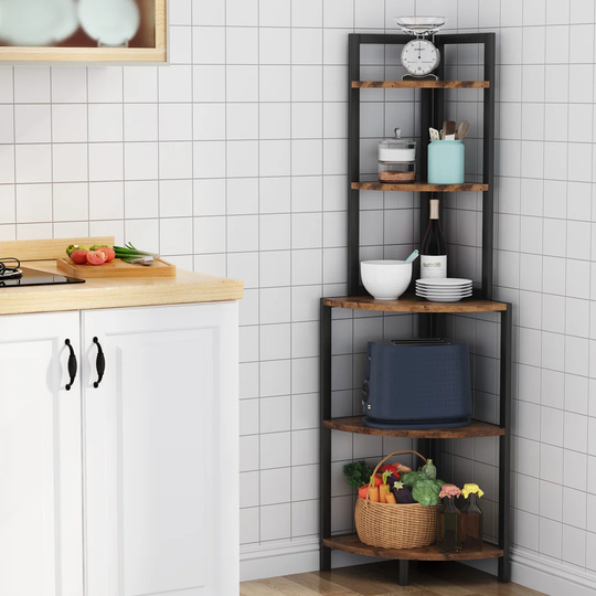 5-Tier Corner Shelf Storage Rack Bookcase Bookshelf Plant Stand Organiser Unit