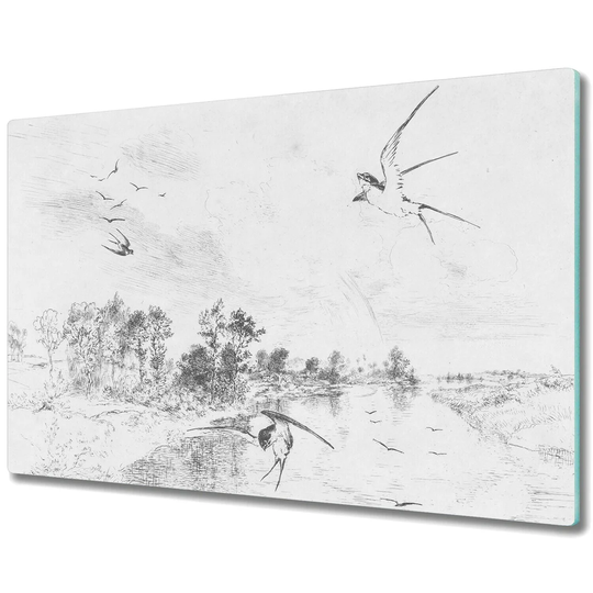 Ulrica Tempered Glass Birds and Trees Chopping Board